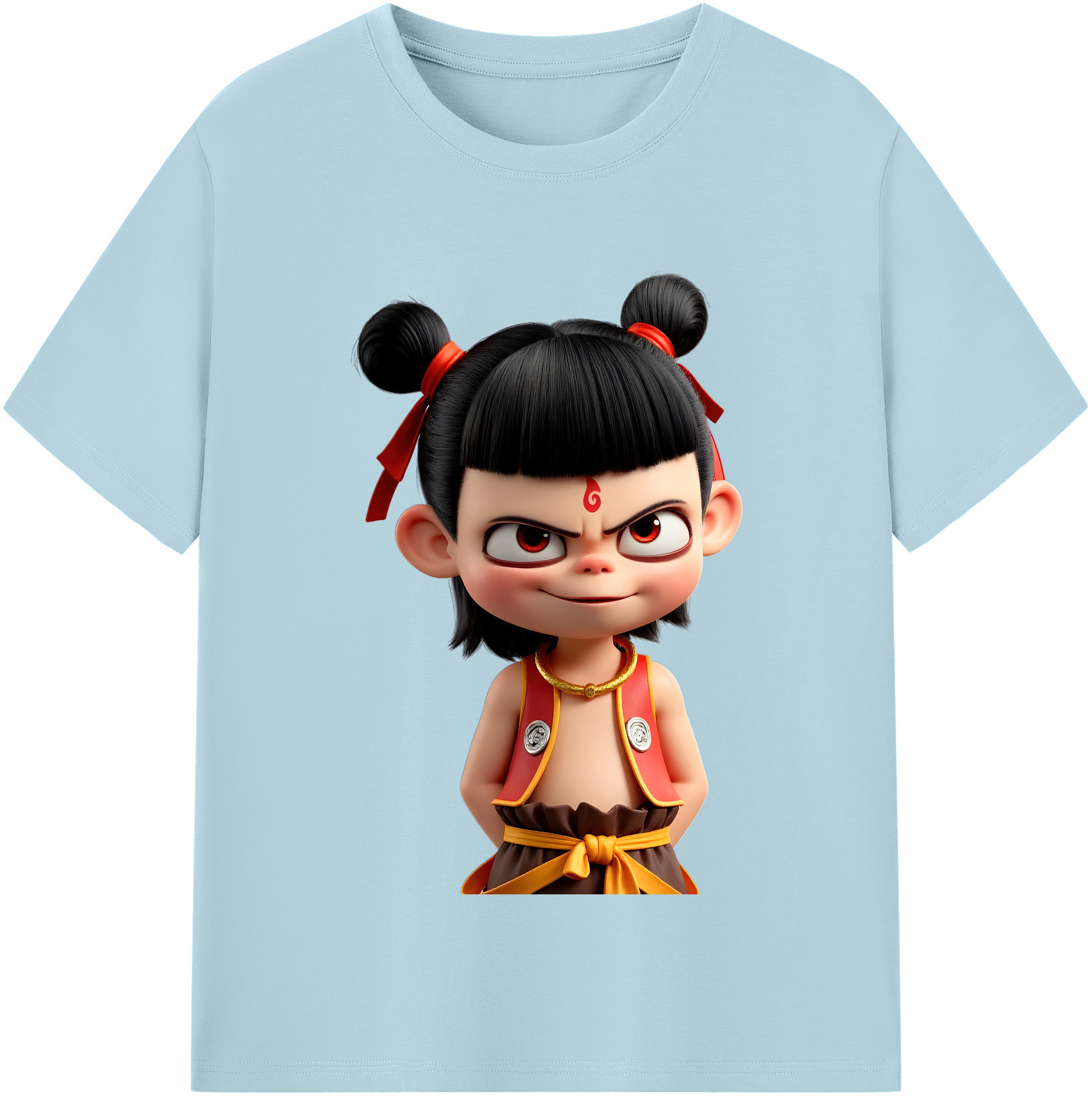 （画像用） Ne Zha 2 ナタ 魔童の大暴れ 綿100％半袖Tシャツ（フロントプリント）